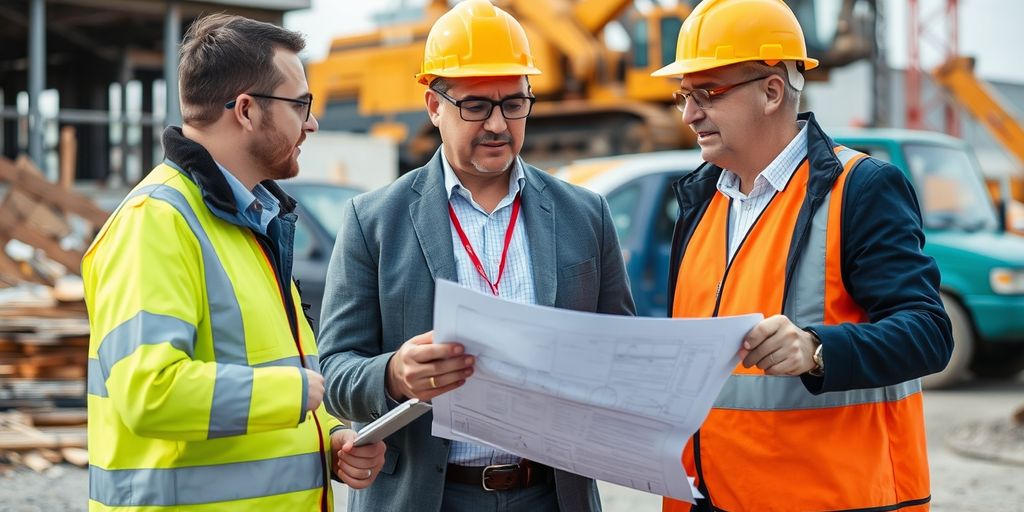 PCSS Contractors - Proven Construction Scheduling Consultant Consultant and manager at construction site with machinery.